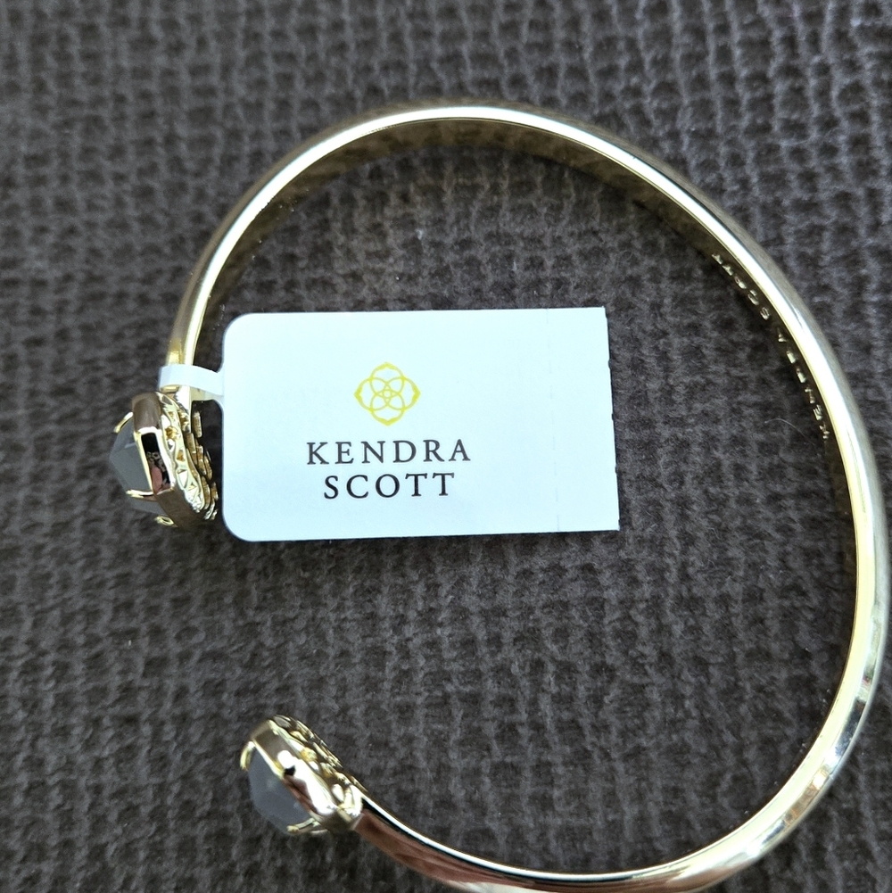 Kendra Scott Gold💛 "Elton" Cuff Bracelet With Slate Cat's🐱 Eye👁 Stones - NWT - Picture 7 of 16